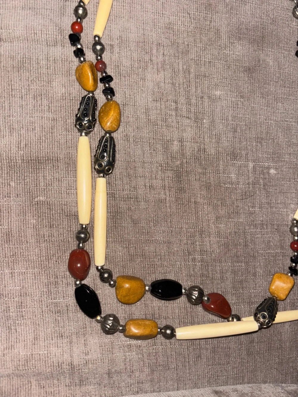 Multi-Strand Boho Beaded belt in Cream, Brown & Black